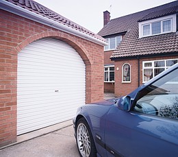 roller door in arched opening